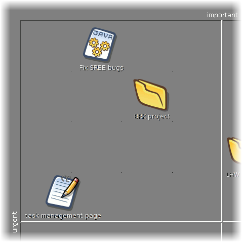 Example icons on a desktop quadrant