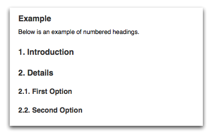 Numbered Headings Example