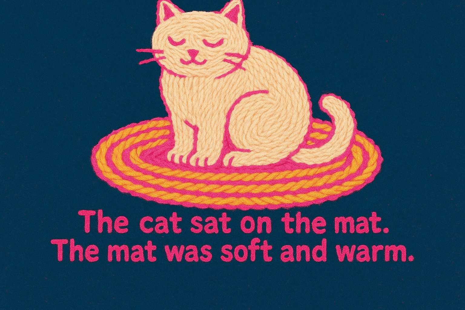 Embroidered cat on an embroidered mat