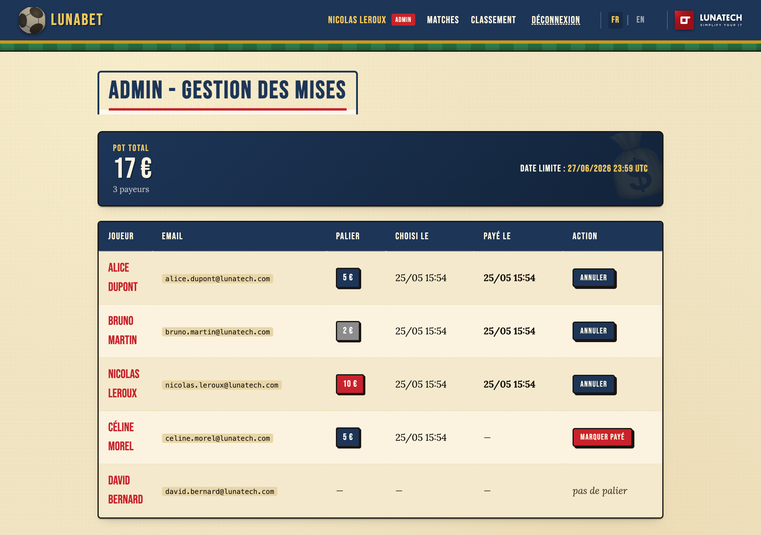 Admin stakes management