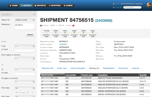Supply chain visibility software developed by Lunatech for UPS