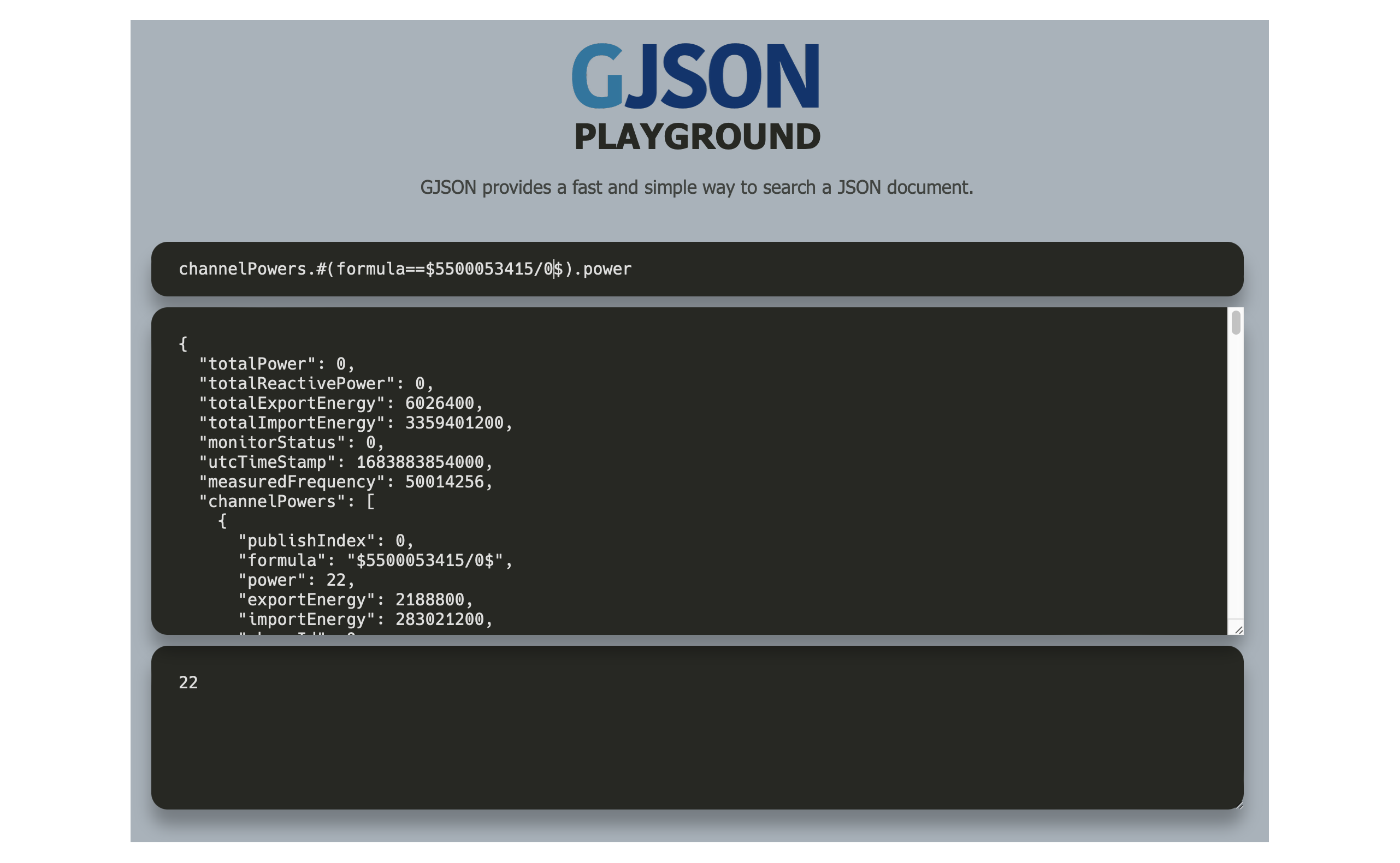 GJSON - Extracting measuredFrequency